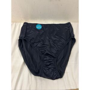 Vanity Fair high cut nylon briefs black panties size 9 xxl new #48301